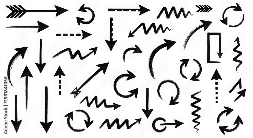 Obraz premium hand drawn arrows and symbols on white background