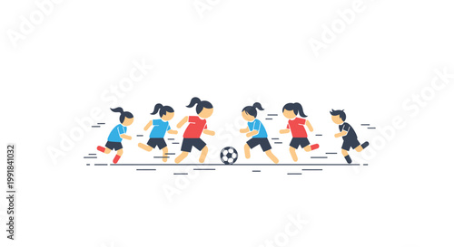 Children playing soccer game on a field.