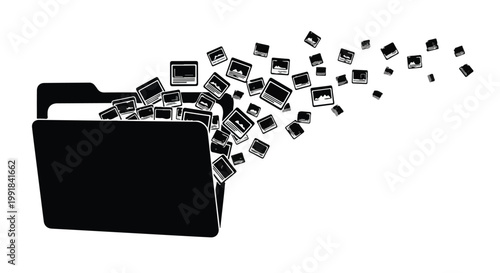 black briefcase overflowing with business documents