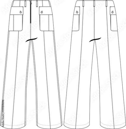 Woman Beltless Wideleg Flare Pant