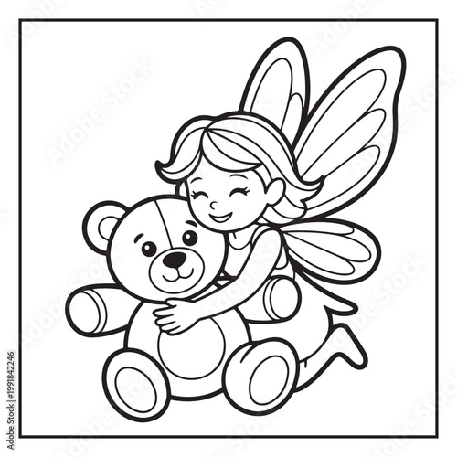 Cute Fairy Coloring Page Illustrations Vector Line Art