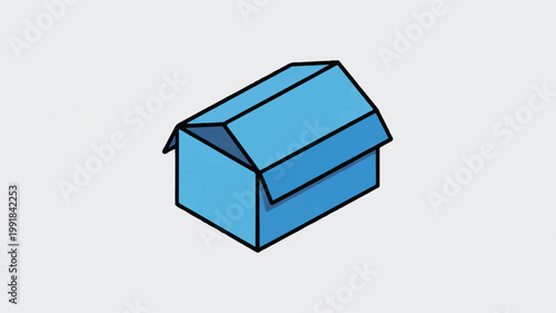 blue cardboard box with open flap