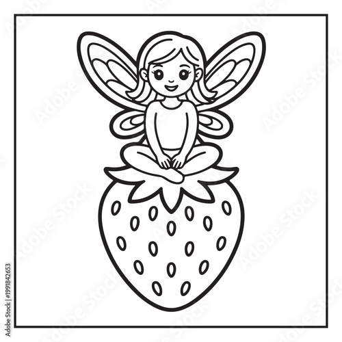 Cute Fairy Coloring Page Illustrations Vector Line Art