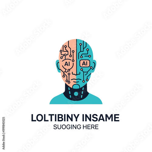 Cyborg Head with Circuit Board Pattern.