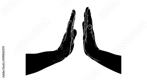 Two hands reaching towards each other in silhouette.