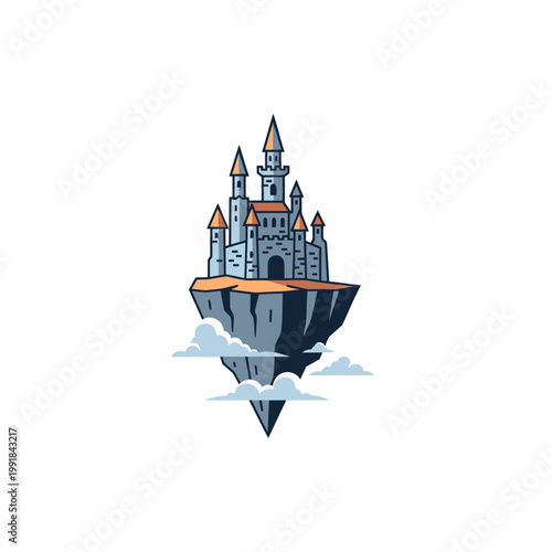 Fantasy castle on floating island.