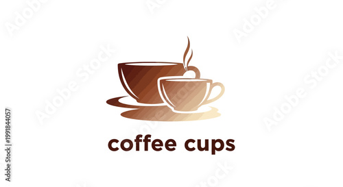 Elegant Coffee Cup Illustration Depicting Two Hot Beverages on White.
