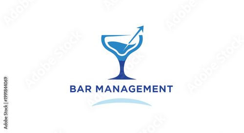 Elegant Cocktail Glass with Upward Arrow Symbolizing Growth and Success.