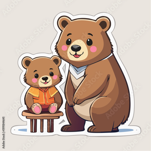 Cute cartoon bears, parent and child