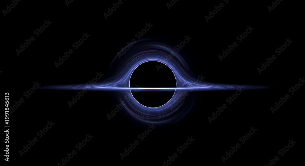 Fototapeta premium Abstract Black Hole Energy Ring Background Futuristic Space Portal Blue Glow Sci Fi Digital