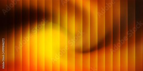 A close-up view of ribbed glass illuminated by a warm glowing light that transitions from deep orange to bright yellow creating a textured abstract background