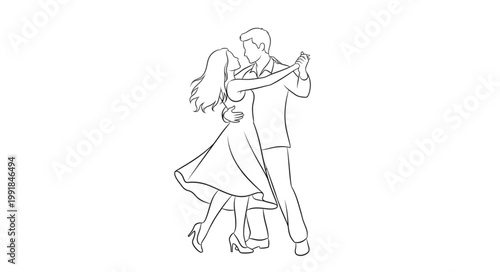 Couple Dancing Together Elegantly in a Romantic Pose.