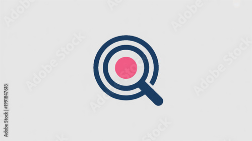 magnifying glass icon with pink circle  search symbol