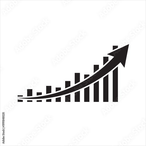 Graph diagram up icon, business growth success chart with arrow, business bar sign, profit growing symbol, progress bar symbol, growing graph icons – stock vector