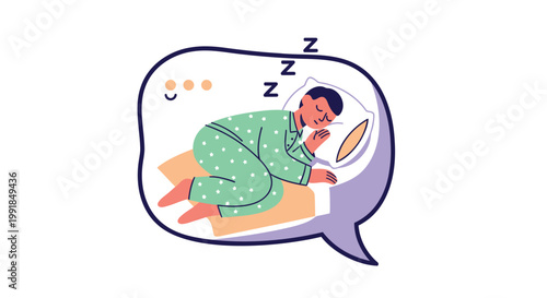 Sleepy woman, dreaming, speech bubble, zzz, sleepy face, relaxed, cartoon, vector