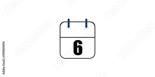 Hollow out calendar icons isolated on white background. Calendar icon with specific day. Day 06 marked on the calendar.