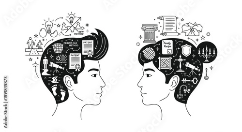Creative thinking, mind concepts, business ideas, inspiration, vector illustrations