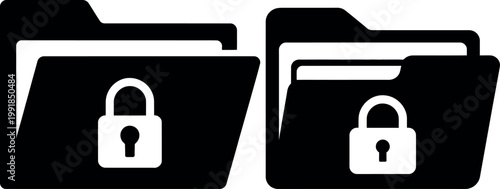 Two secure folders with padlock icons representing encrypted file storage or protection