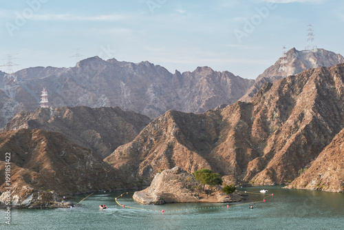 Boating and Recreation at Al Rafisah Dam in Hajar Mountains, UAE