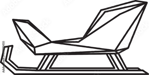 Minimalist geometric santa claus sleigh line art illustration with christmas transport monochrome minimalist geometric seasonal decoration silhouette isolated celebration