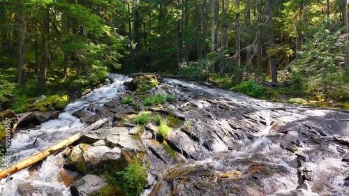 Slow pan waterfall / small river nature cinematic