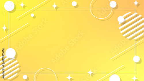 明るい黄色グラデーションのメンフィスフレーム背景 イベント向けポップ素材 16:9