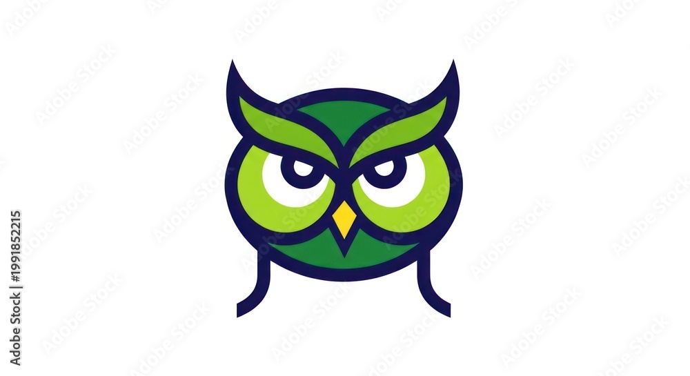 Fototapeta premium Green owl mascot logo head on white background
