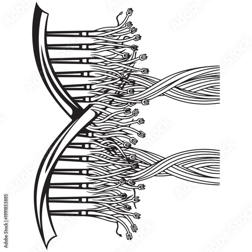 DNA double helix unraveling into multiple strands vector illustration for genetics biotechnology and medical research concepts