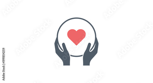 Hands holding a heart symbol.