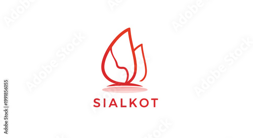 Elegant Red Flame Logo Representing Sialkot City in Pakistan.