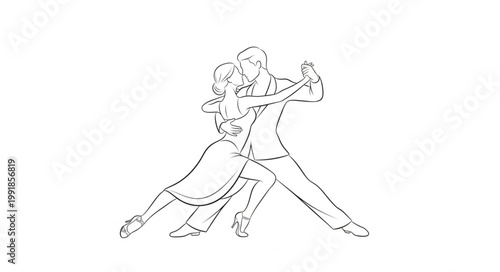 Couple dancing tango illustration sketch style.