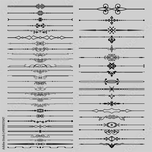 Decorative divider elements for document layout design enhancing visual hierarchy and content separation in branding invitations certificates and editorial projects