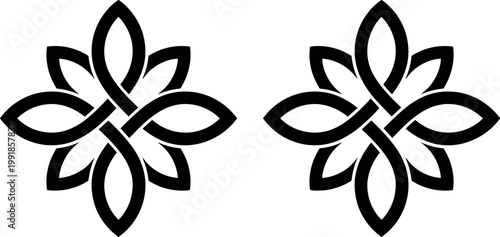 Minimalist black flower vector icon design with five petals