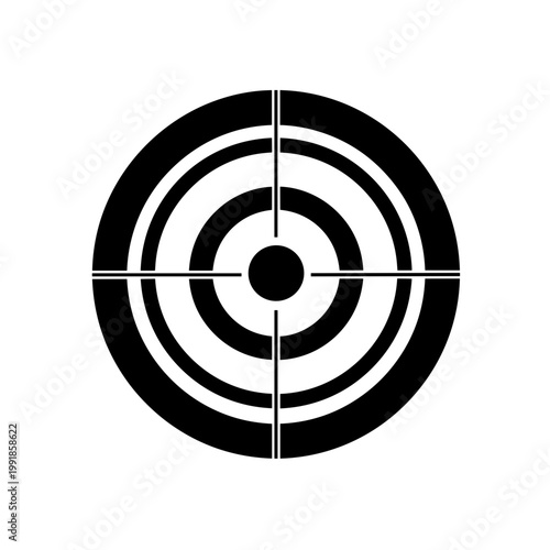 Black and white target symbol icon.