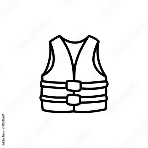 Life jacket line vector icon. Safety vest icon with hand drawn doodle design style for element