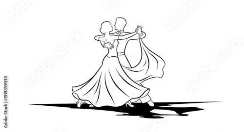 Elegant Couple Dancing Ballroom Style.