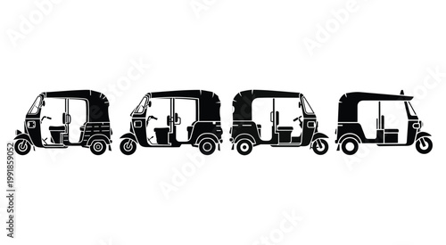 Minimalist Tuk Tuk Vehicle Icons Pack for UI and Infographic Design