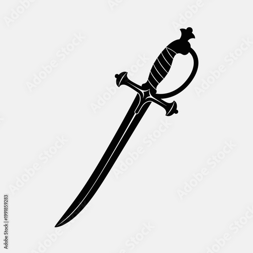Black sword with a handle.