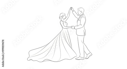 Elegant Wedding Couple Silhouette Dancing Joyfully.
