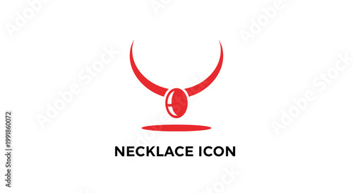 Elegant Red Necklace Icon on White Background for Design.
