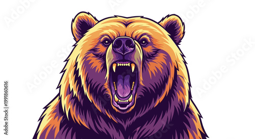 Aggressive Roaring Grizzly Bear Mascot Head