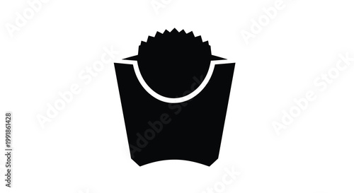 Black and white illustration of a portion of french fries in a container