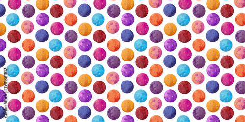 Seamless Pattern Colorful Space Planets Cosmic Celestial Objects Collection