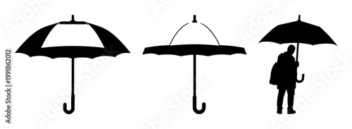 Insurance umbrella set with solid black icon, white background featuring protection, insurance, safety with logo and branding