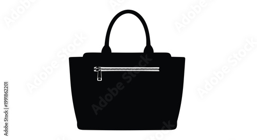 Simple black tote bag silhouette with a visible zipper closure
