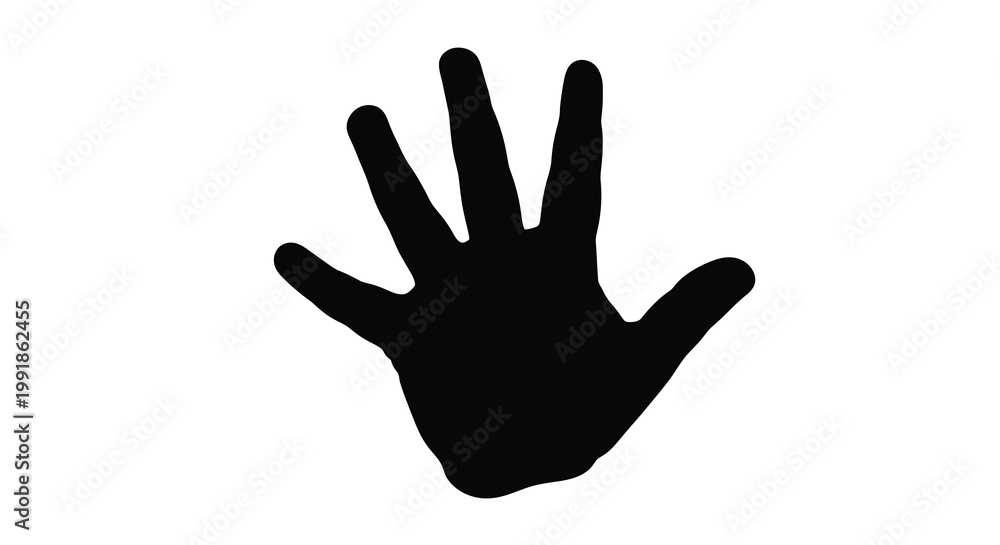 Obraz premium Black silhouette of an open human hand with fingers outstretched