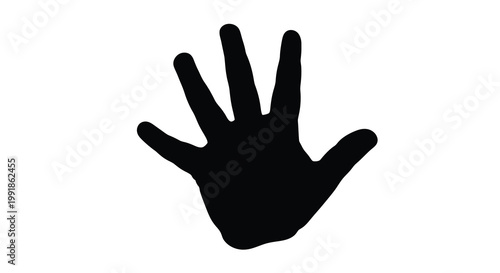 Black silhouette of an open human hand with fingers outstretched