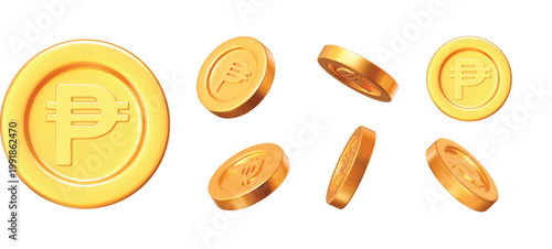 Philippine Peso Gold Coin Vector Collection