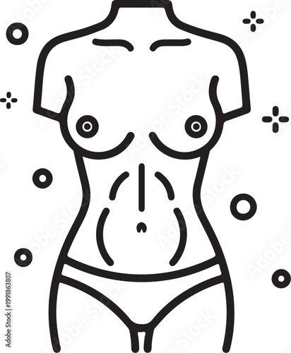 Minimalist Female Torso Vector for Plastic Surgery and Liposuction