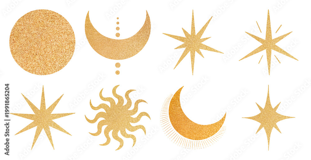 Naklejka premium Golden celestial shapes collection